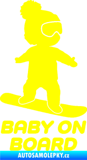 Samolepka Baby on board 009 pravá snowboard žlutá citron