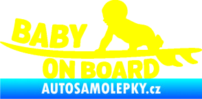 Samolepka Baby on board 010 levá surfing žlutá citron