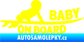 Samolepka Baby on board 010 pravá surfing žlutá citron
