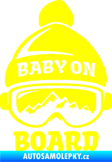 Samolepka Baby on board 012 levá na horách žlutá citron