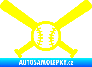 Samolepka Baseball míček a pálky žlutá citron