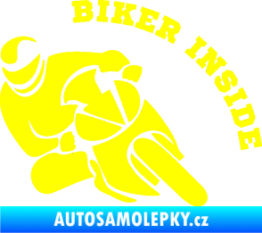Samolepka Biker inside 002 levá motorkář žlutá citron