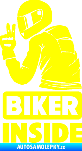 Samolepka Biker inside 003 levá motorkář žlutá citron