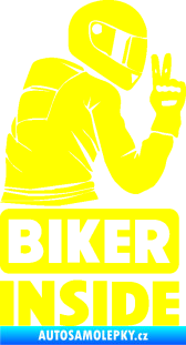 Samolepka Biker inside 003 pravá motorkář žlutá citron