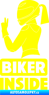 Samolepka Biker inside 004 levá motorkářka žlutá citron