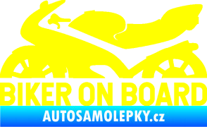 Samolepka Biker on board levá motorka žlutá citron