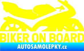 Samolepka Biker on board pravá motorka žlutá citron