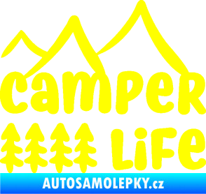 Samolepka Camper life 001 horská turistika žlutá citron