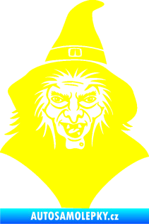 Samolepka Čarodějnice 002 pravá hlava s kloboukem žlutá citron