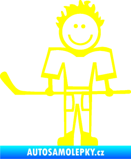 Samolepka Cartoon family kluk 002 levá hokejista žlutá citron