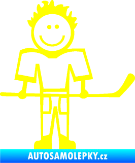 Samolepka Cartoon family kluk 002 pravá hokejista žlutá citron