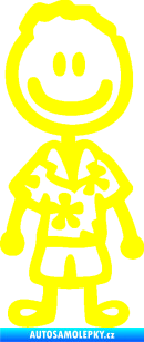 Samolepka Cartoon family kluk Hawaii žlutá citron