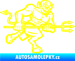 Samolepka Čert 002 pravá s vidlemi žlutá citron