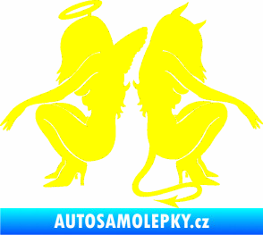 Samolepka Čertice 007 pravá s andělem žlutá citron