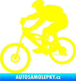 Samolepka Cyklista 009 levá horské kolo žlutá citron