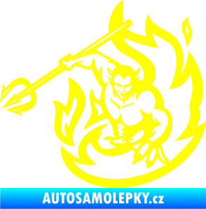 Samolepka Ďábel 002 levá s vidlemi žlutá citron