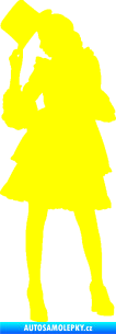 Samolepka Dáma s kloboukem 001 levá žlutá citron