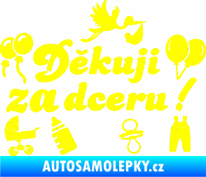 Samolepka Děkuji za dceru nápis dítě v autě žlutá citron