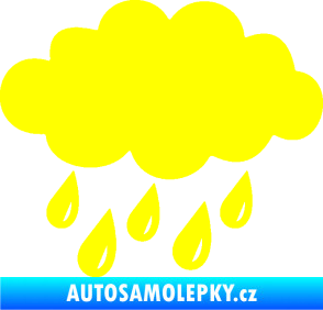 Samolepka Déšť 001 levá mrak a kapky žlutá citron