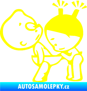 Samolepka Děti kuk do kalhot pravá žlutá citron