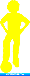 Samolepka Děti silueta 004 levá kluk fotbalista žlutá citron