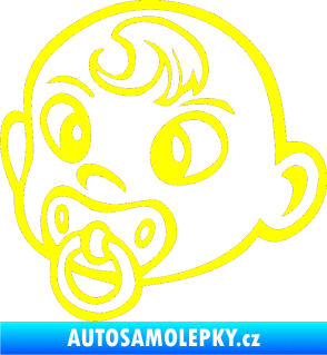 Samolepka Dítě v autě 004 levá miminko s dudlíkem hlavička žlutá citron