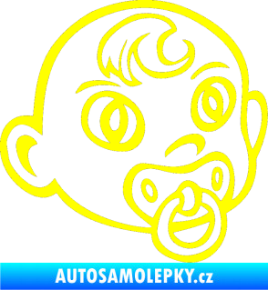 Samolepka Dítě v autě 005 pravá miminko s dudlíkem hlavička žlutá citron