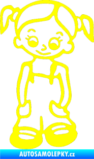 Samolepka Dítě v autě 008 levá holka v kapsáčích žlutá citron