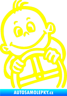Samolepka Dítě v autě 009 pravá kluk s volantem žlutá citron