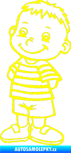 Samolepka Dítě v autě 021 levá kluk v pruhovaném tričku žlutá citron
