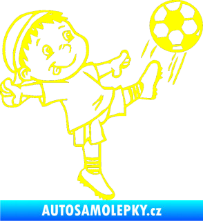 Samolepka Dítě v autě 022 pravá fotbalista s míčem žlutá citron