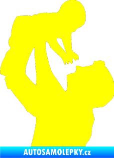 Samolepka Dítě v autě 026 levá miminko v náruči žlutá citron