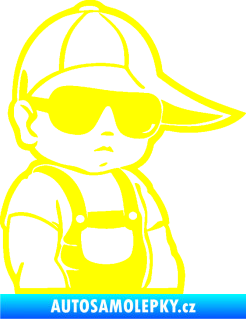 Samolepka Dítě v autě 053 pravá chlapeček v kšiltovce žlutá citron