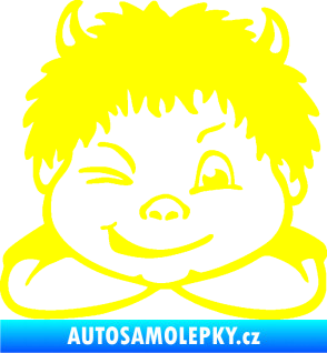 Samolepka Dítě v autě 055 pravá kluk čertík žlutá citron