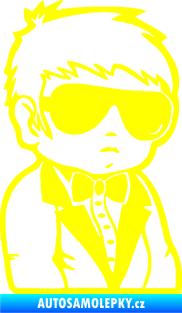 Samolepka Dítě v autě 059 pravá chlapec s brýlemi žlutá citron