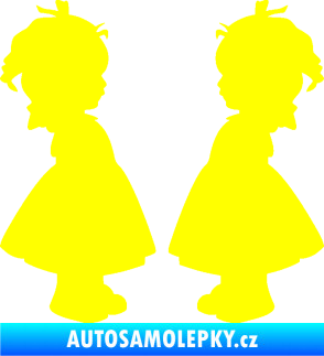 Samolepka Dítě v autě 072 dvě holčičky sourozenci žlutá citron