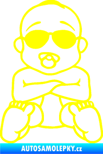 Samolepka Dítě v autě 074 mimčo s brýlemi žlutá citron
