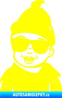 Samolepka Dítě v autě 081 levá chlapeček v brýlích žlutá citron