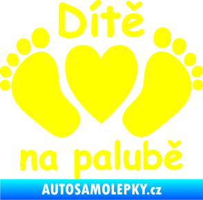Samolepka Dítě v autě 089 nožičky s nápisem žlutá citron