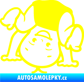 Samolepka Dítě v autě 101 levá vzhůru nohama žlutá citron