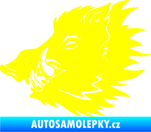 Samolepka Divoké prase 001 levá kanec hlava žlutá citron