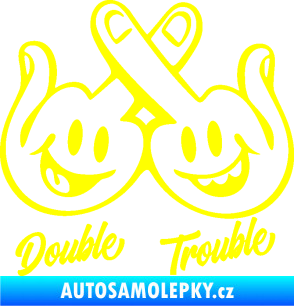 Samolepka Double trouble smajlíci f*ck žlutá citron