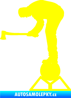 Samolepka Dřevorubec 004 levá sekera žlutá citron