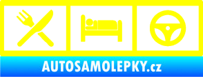 Samolepka Eat, sleep, drive 002 symboly jím, spím, řídím žlutá citron
