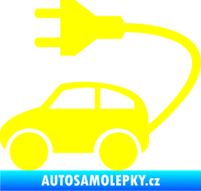 Samolepka Elektro auto 002 levá symbol zásuvka žlutá citron