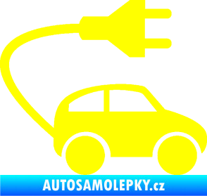 Samolepka Elektro auto 002 pravá symbol zásuvka žlutá citron