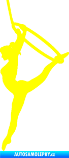 Samolepka Gymnastka 004 levá cvičení s kruhem žlutá citron