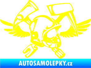 Samolepka Hasič 011 pravá helma žlutá citron