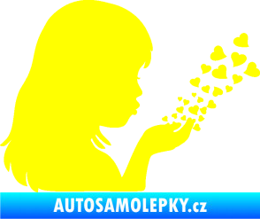 Samolepka Holčička se srdíčky pravá žlutá citron