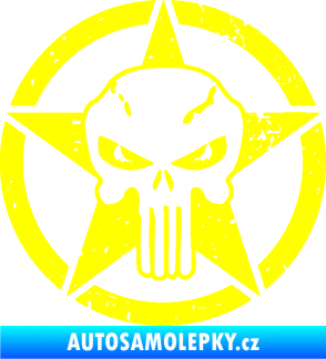 Samolepka Hvězda army 011 levá s lebkou žlutá citron